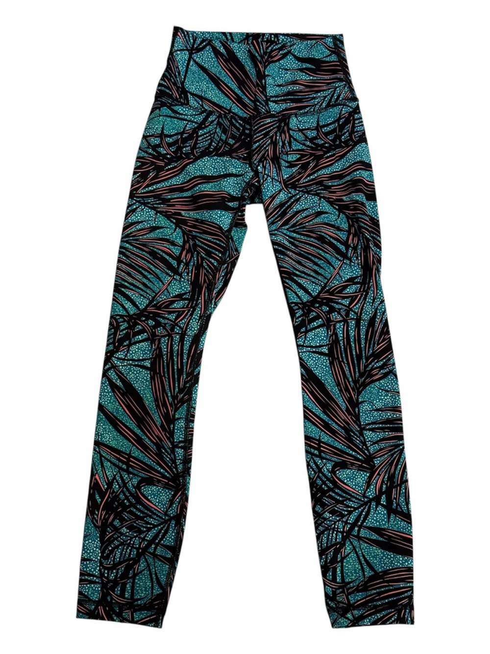 lululemon athletica Teal, Black and Pink Palm-Leaf High-Rise Leggings Size 2